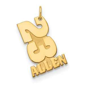 Sterling Silver/Gold-plated Stacked Number and Name Charm